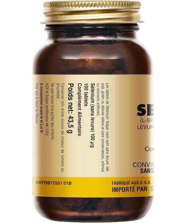 Solgar S l nium 100 g - Antioxydant - Contre le stress oxydatif - Beaut des ongles et des cheveux - Compl ment alimentaire - Flacon de 100 comprim s - Buy Online on GoSupps.com