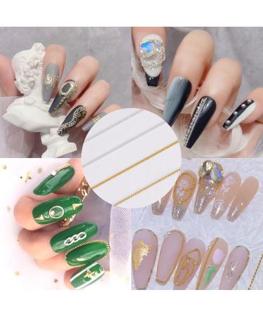 Niceneeded 4 Stripes Metal Nail Art Chains 3D Gold & Silver Nail Jewelry for Manicure Nail Decoration & DIY | Premium Nail Art Studs with Box - Buy Online on GoSupps.com