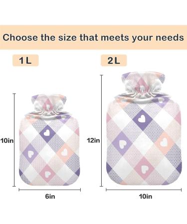 Naanle Hot Water Bottle | Valentine's Day Tartan Plaid | 1L Pain Relief for Back Hands & Feet | Warm & Cold Therapy - Buy Online on GoSupps.com
