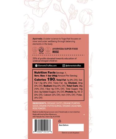 Elements Truffles Ayurveda Shakti Bars - Vegan & Organic Date Energy Snacks - No Added Sugar, Nuts, or Gluten - Non-GMO Natural Grab & Go Food - Mango, Chocolate, Coconut & Rose Variety Pack (12 Bars) - Buy Online on GoSupps.com