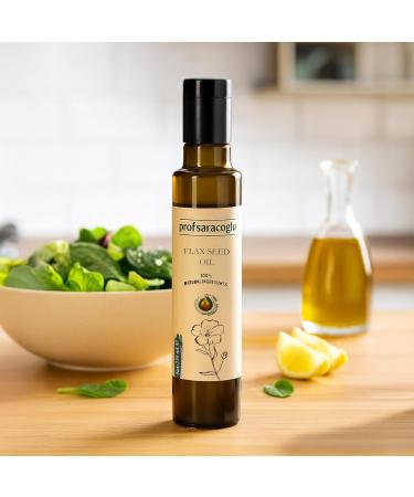 Prof Saracoglu Flaxseed Oil Cold Pressed & Solvent-Free, Plant-Based Omega 3 Source with Lignans and Carotenoids, Vegan Oil for Daily Wellness, 8.45 fl oz (Flaxseed) - Buy Online on GoSupps.com