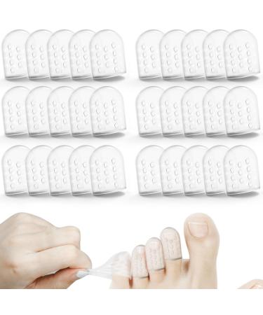 30Pcs Silicone Anti-Friction Toe Protector Women Breathable Toe Covers Sleeves Toe Protectors Caps Little Big Pinky Toe Protector for Men Women Toe Guards for Feet Calluses Ingrown Toenails(Clear)