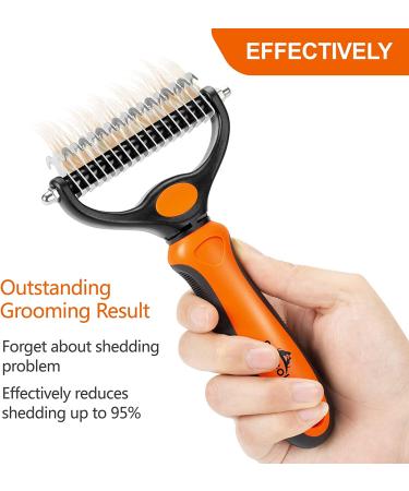 Peteola 2-Sided Undercoat Rake for Cats & Dogs - Shedding Tool for Safe Grooming - Orange - Buy Online on GoSupps.com