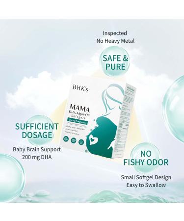 BHK's Prenatal Algae Oil DHA - 200mg Patented Life sDHA for Expecting & Nursing Mothers - Supports Baby s Brain Vision & Nervous System Development 60 Softgels - Buy Online on GoSupps.com