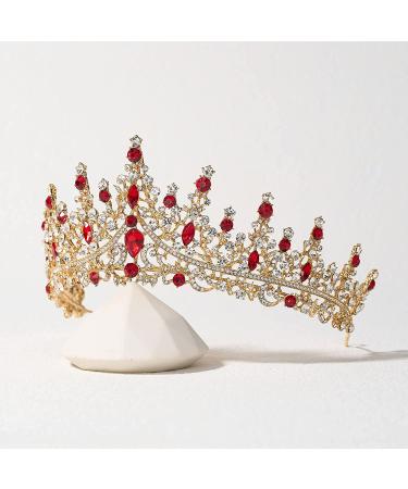 SWEETV Crystal Royal Queen Crown Tiara - Rhinestone Princess Headband for Prom & Birthday in Red - Buy Online on GoSupps.com