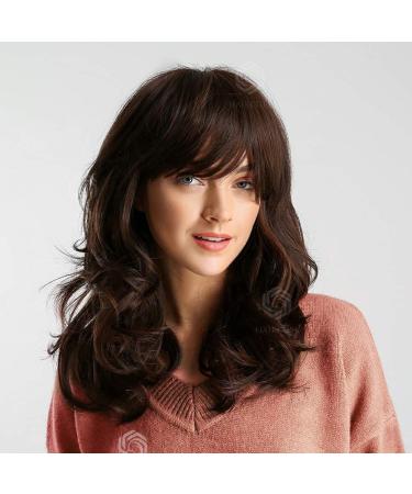 Buy HAIRCUBE Long Curly Wigs for Women - Shoulder Length Brown Wigs with Bangs | International Shipping Available - Buy Online on GoSupps.com
