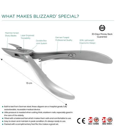 Blizzard Podiatrist Toenail Clipper Set for Men - German Forged 5 Professional Nail Cutter for Ingrown Toenails - Hospital Grade Straight Head Nipper Nail Kit - Buy Online on GoSupps.com