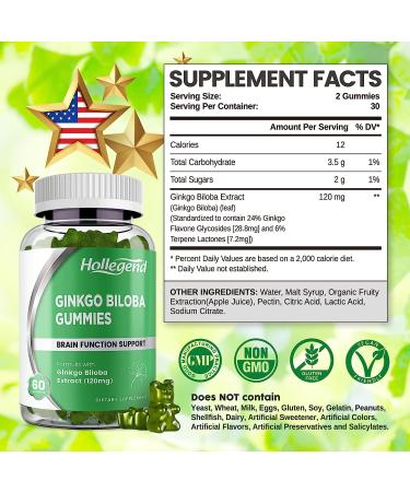 Organic Ginkgo Biloba 120mg Gummies | Brain Boost & Blood Circulation | Vegan & Non-GMO | 120 Chewables - Buy Online on GoSupps.com