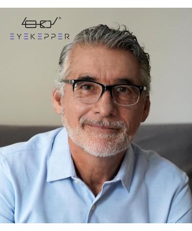 Eyekepper Fashion Retro Reading Glasses for Men & Women - +0.75 Black Square Lenses with Spring Hinges - Buy Online on GoSupps.com
