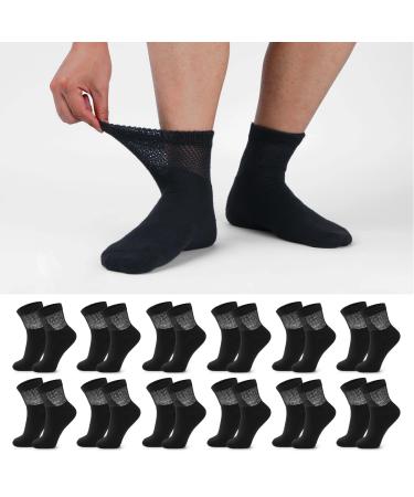 LIN Diabetic Socks for Men & Women Non-Binding Circulatory Extra Wide Top Socks Edema Neuropathy Lymphedema 4 6 12 Pairs Quarter/Black  12 Pairs  13-15 - Buy Online on GoSupps.com