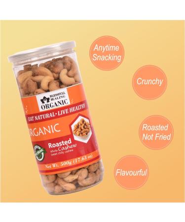 Blessfull Healing Organic Natural Vegan Sweet Chilly Roasted Whole Cashew Nuts Crunchy Kaju 500 Gram - Buy Online on GoSupps.com