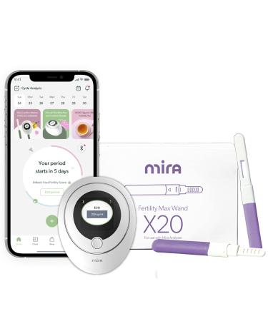 Mira Fertility MAX Starter Kit  Predict & Confirm Ovulation + 6 Day Fertility Window  Mira Analyzer  20 Mira Max Wands to Track Actual E3G  LH  & Progesterone (PdG) Levels + Mira App Included MAX STARTER KIT  20ct WANDS