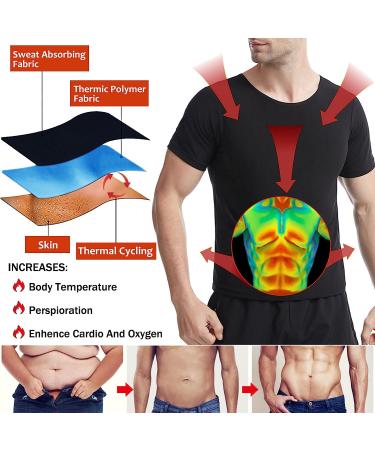 Men's Short Sleeve Sauna Shirt for Weight Loss | Sweat Body Shaper Vest for Gym Exercise - Black-Blue XL - Buy Online on GoSupps.com
