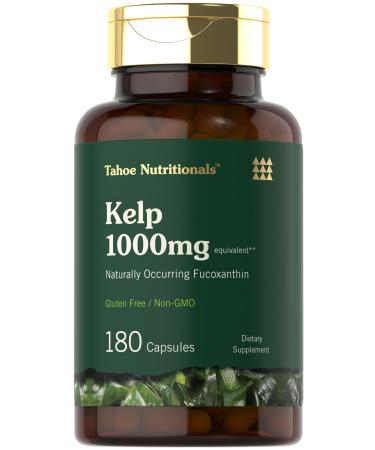 Tahoe Nutritionals Kelp Supplement Capsules | 1000mg | 180 Count | Non-GMO & Gluten Free Extract