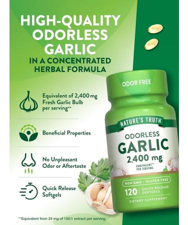 Nature's Truth High Strength Odorless Garlic 1200 mg Quick Release Softgels - 120 Pack of 3 - Buy Online on GoSupps.com