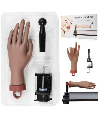 Practice Hand for Acrylic Nails, Reusable Nail Practice Hands Kit with Clamp Flexible Fake Hands to Practice Fake Nails Bendable Nail hand Manicure Silicone Hand Mannequin Hand Black