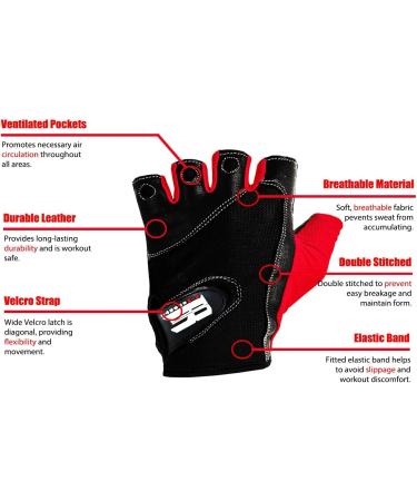 RIMSports Workout Gloves for Men and Women - Breathable Weight Lifting Gloves for Gym  Exercise  Weightlifting  Cycling  Rowing  Training Leather Palm Padded Thumb Protected Against Calluses Blister Red Medium - Buy Online on GoSupps.com