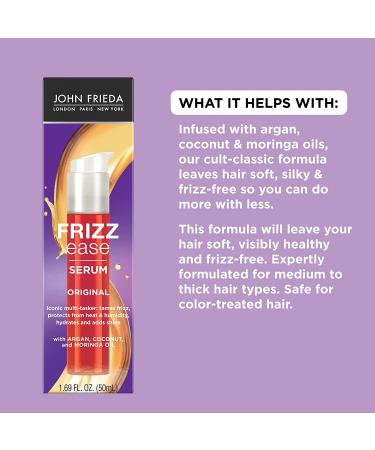 John Frieda Anti Frizz, Frizz Ease Original Hair Serum, Anti-Frizz Heat Protecting, Infused with Silk Protein, 1.69 fl oz - Buy Online on GoSupps.com