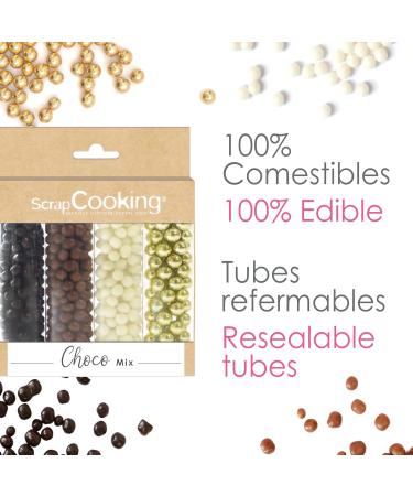 ScrapCooking 7462 Mix Chocolate & Gold Marbles Assortment of 3 Chocolates & Golden Sweet Balls Sprinkles Beads for Pastry and - Buy Online on GoSupps.com
