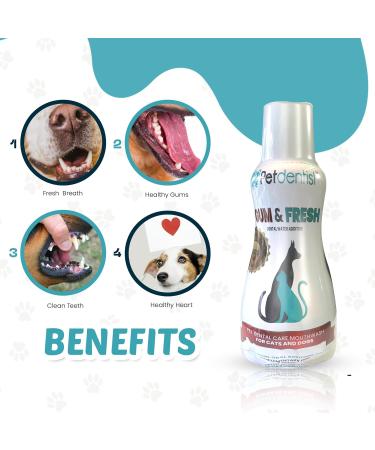 Petdentist Natural Mint GUM & FRESH Dental Water Additive Mouthwash- Oral Dental Care for Dogs & Cats Easy Plaque Off Teeth Cleaning Fresh Breath and Gum Health 500ml Bottle with Measure cap - Buy Online on GoSupps.com
