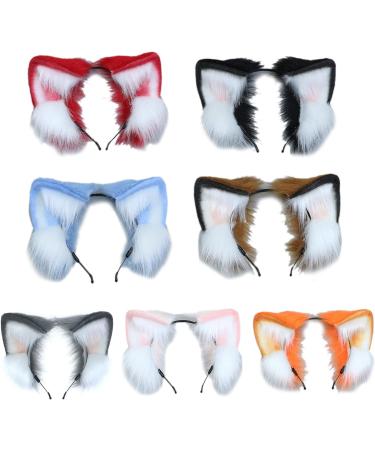 amangul for at Ear Headband Animal Hair Hoop Faux Wolf Ears Plush for at Ears Realistic Headband for at osplay Ac(Blue) - Buy Online on GoSupps.com
