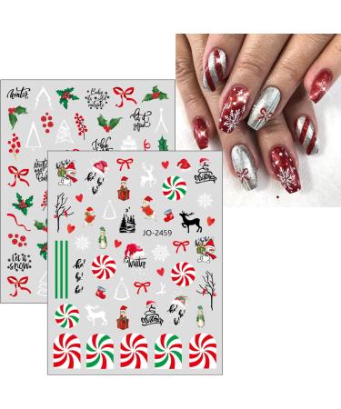 JMEOWIO 12 Sheets Christmas Nail Art Stickers Decals Self-Adhesive Snowflake Winter Holiday Cute Santa Rabbit Nail Supplies Nail Art Design Decoration Accessories - Buy Online on GoSupps.com