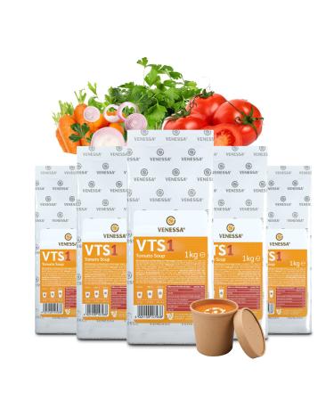 VENESSA VTS 1 Tomato Cream Soup 5 x 1 kg – Fruity Tomato Cream Soup – Mediterranean Soup Powder for Fine Soup – Automatic Soup – Storage Packaging for All