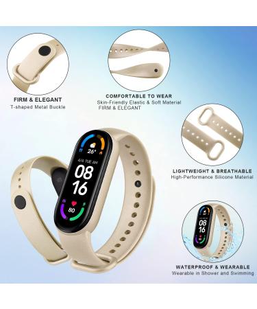 4 PACK Bands Replacement for Amazfit Band 5 Replacement Strap Compatible with Amazfit Band 5 Silicone Sport Strap Wristband Watchband Accessories Black+White+Gold+RoseGold - Buy Online on GoSupps.com