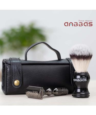 Absbas Travel Shaving Set | Vegan Brush Safety Razor & Wash Bag - 3in1 Kit for Men | Close Shave for Beginners | International Shipping - Buy Online on GoSupps.com