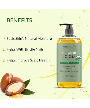 Buy MAJESTIC PURE Organic Jojoba Oil - 100% Pure Cold Pressed & Hexane Free for Skin Hair & Nails - 8 Fl Oz - International Shipping Available - Buy Online on GoSupps.com
