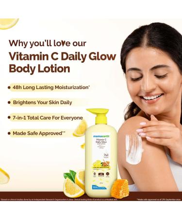 Mamaearth Vitamin C Daily Glow Body Lotion with Honey for Hydrated & Radiant Skin | Lightweight Non-Sticky Moisturizer for All Skin Types 13.52 fl oz (400 ml) - Buy Online on GoSupps.com