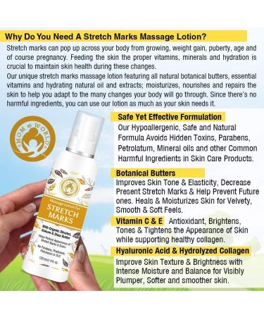 Mom & World Massage Lotion for Stretch Marks 120ml - Organic Olivates Kokum & Shea Butter - Best Stretch Mark Cream for Moms - Buy Online on GoSupps.com