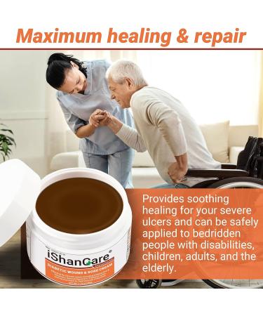 iShanCare Diabetic Wound Ulcer Cream 50g - Natural Healing Ointment for Leg & Foot Ulcers, Bed Sores, Pressure Sores & Skin Ulcers - Buy Online on GoSupps.com