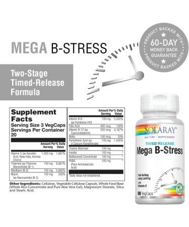 SOLARAY TwoStage Mega-B-Stress 60 CT - Powerful Stress Support - 60 Count Pack - Buy Online on GoSupps.com