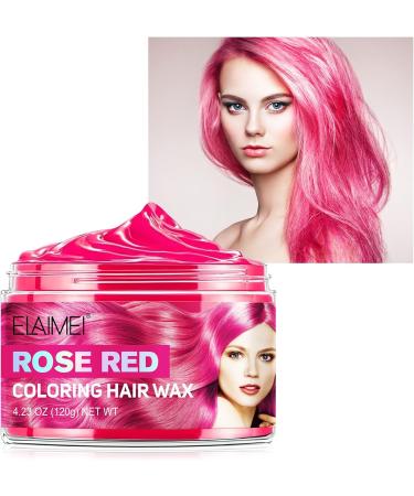 Hair Colour Wax (Rose Red) Unisex Men and Women Temporary Blue Hair Dye Washable Non Permanent Coloured Hair Spray Hair dye Suitable for Parties Role Playing Christmas Halloween and Masquerade-120g - Buy Online on GoSupps.com
