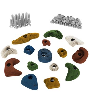 ALPIDEX starter set: 15 climbing holds climbing stones including screws and drive-in nuts colored