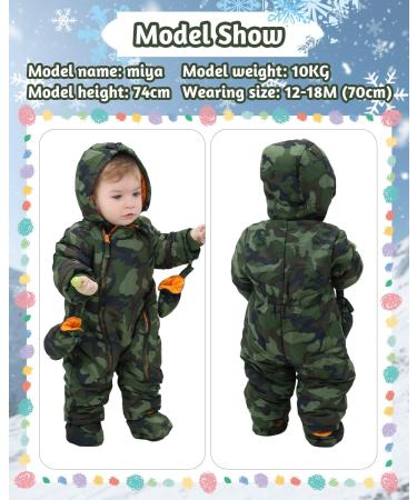 Winter Snowsuit for Girls Boys 6-9 Months | Warm Fleece with Gloves and Footies | Baby Winter Suit Jumpsuit Hooded Outwear - Buy Online on GoSupps.com