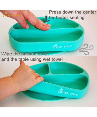 Carrot Story 100% Silicone Suction Baby Toddler Plate 2-Pack - BPA Free, Waterproof, Washable, Microwave/Dishwasher Safe (Sweet) - Buy Online on GoSupps.com