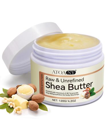Organic Unrefined Cold Pressed Shea Butter (120ml) 100% Pure & Natural, Pure & Vegan, Premium Shea Butter, Smooth Natural Shea Nut Lip Balm, No