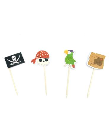 Weyoo 40 Pieces Pirate Themed Cupcake Toppers Decorations for Kids Birthday Party Baby Shower Cake Decoration Supplies