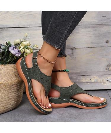 Orthopedic Arch Support Sandals - Wellmesi Leather Diabetic Walking Sandals - Khaki, Size 8.5 - Buy Online on GoSupps.com