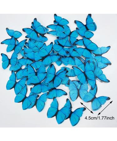 Edible Wafer Paper Butterflies Set of 48 Colorful Cake Decorations Cupcake Topper Color for Girls Women's Birthday Cake Party Decorations (Blue) - Buy Online on GoSupps.com
