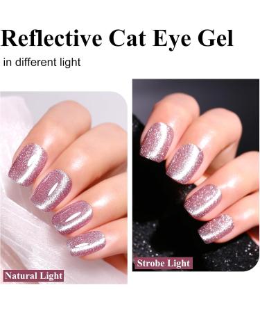 Imtiti Pink Cat Eye Gel Nail Polish 15 ml Glitter Pink Holographic Reflective Sparkle Flash UV Soak Off Gel Nail Polish with Magnetic Stick 1 Piece - Buy Online on GoSupps.com