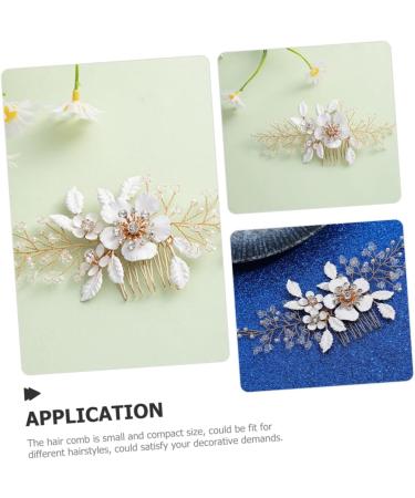 Didiseaon Bridal Hair Comb Rhinestone Hair Accessories Bridal Flower Hair Comb Flower Rhinestone Hair Comb Hair Accessories for Wedding Gold Decor Hairpin Metal Manual Bride White - Buy Online on GoSupps.com