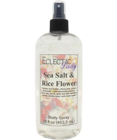 Sea Salt and Rice Flower Body Spray (Double Strength) 16 ounces Body Mist for Women with Clean Light & Gentle Fragrance Long Lasting Perfume with Comforting Scent for Men & Women Cologne with 16 Fluid Ounces (Double Strength)