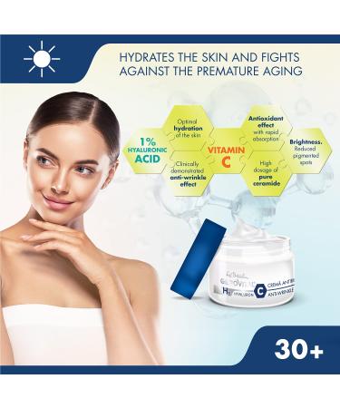 GEROVITAL Anti-Wrinkle Day Face Cream with Hyaluronic Acid Vitamin C & E - Intense Moisturizer for All Skin Types (50 ml) - Shop Internationally - Buy Online on GoSupps.com