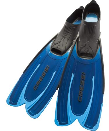 Cressi Adult Snorkeling Fins with Self-Adjustable Comfortable Full Foot Pocket | Perfect for Traveling | Agua: made in Italy EU 41/42 | US Man 8.5/9.5 | US Lady 9.5/10.5 Blue