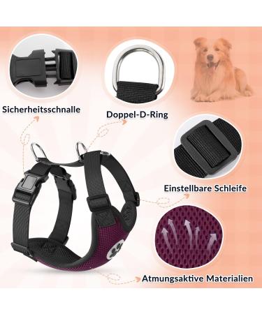 Slowton No-Pull Dog Harness | Soft Padded & Breathable for Small & Medium Dogs - Burgundy - Buy Online on GoSupps.com