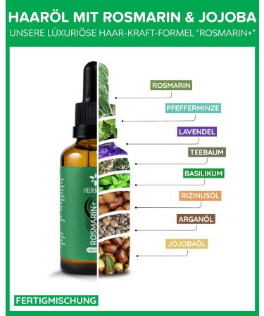 Heldengr n Organic Rosemary+ Hair Oil | Stimulates Hair Growth | High-Dose Hair Loss Treatment with Jojoba & Rosemary Oil | 4 x 50 ml Pack - Buy Online on GoSupps.com