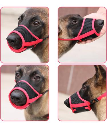 SONERNT Dog Muzzle Anti Biting Barking and Chewing Breathable Adjustable Nylon Muzzle for Small Medium Large Dogs (Red M) Red M - Buy Online on GoSupps.com